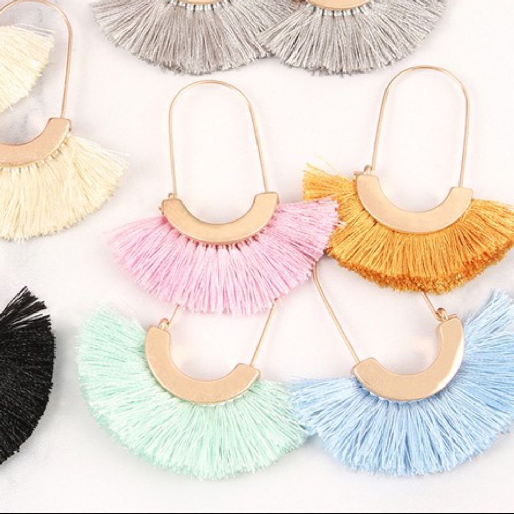 Pink Tassel Trim Earrings
